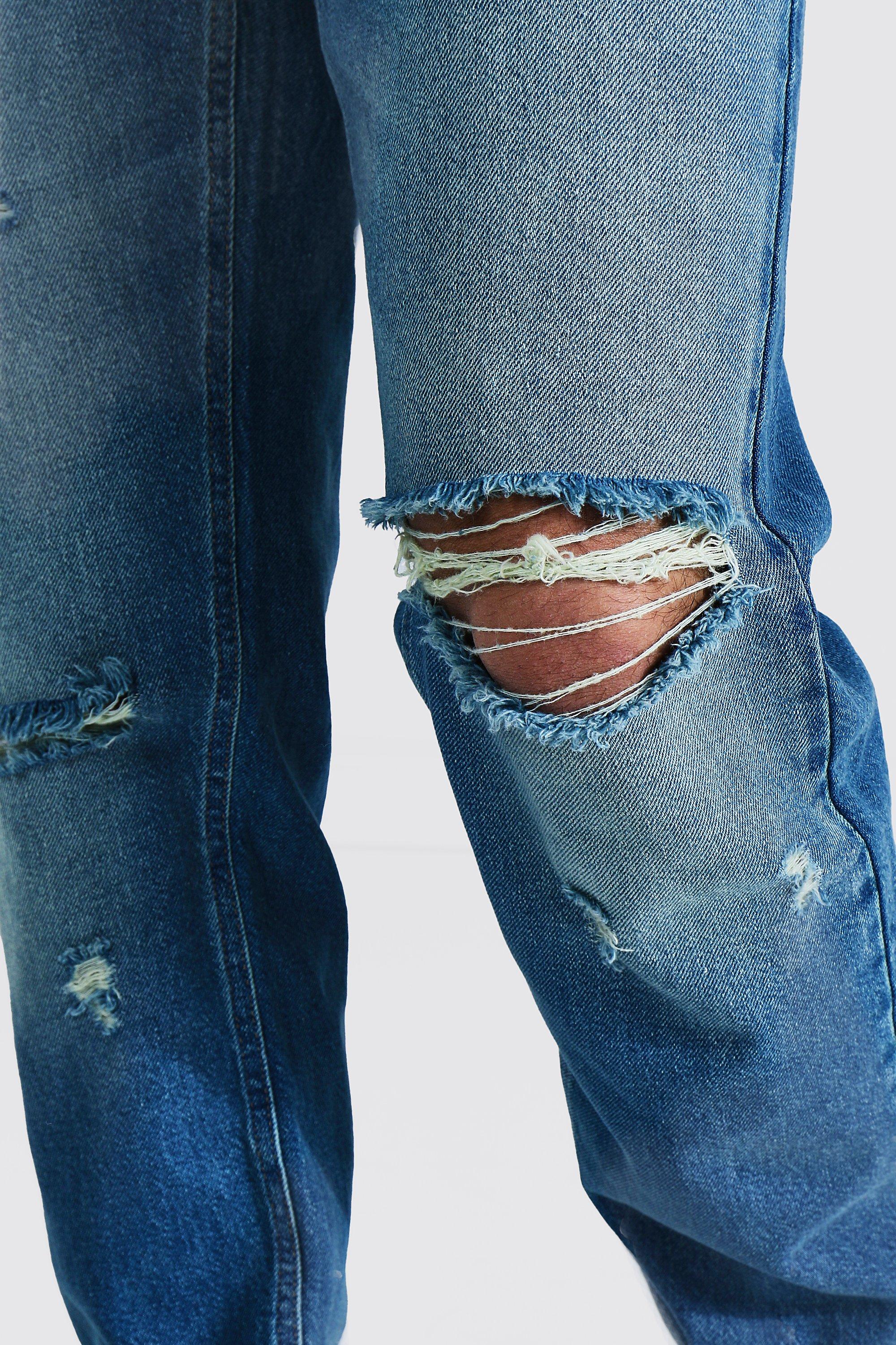 Straight Leg Busted Knee Distressed Jean